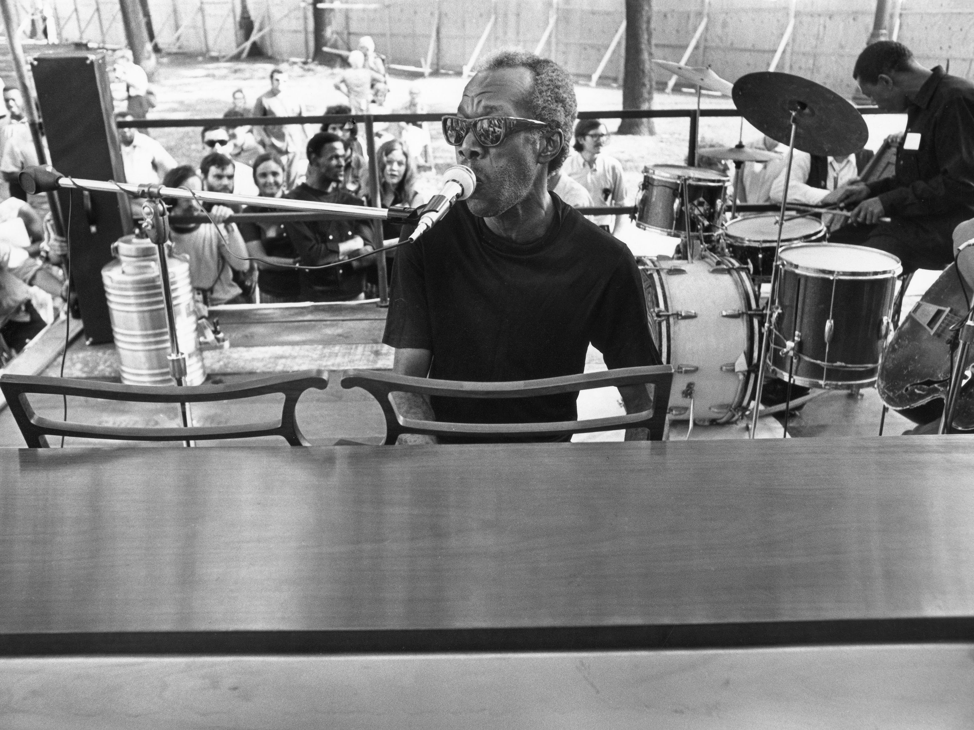 caption: Professor Longhair plays at the 1971 New Orleans Jazz & Heritage Festival.