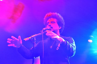 caption: Helado Negro, performing at Coachella on April 20, 2018, in Indio, Calif.