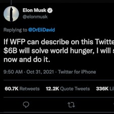 A screen grab of Elon Musk's tweet.