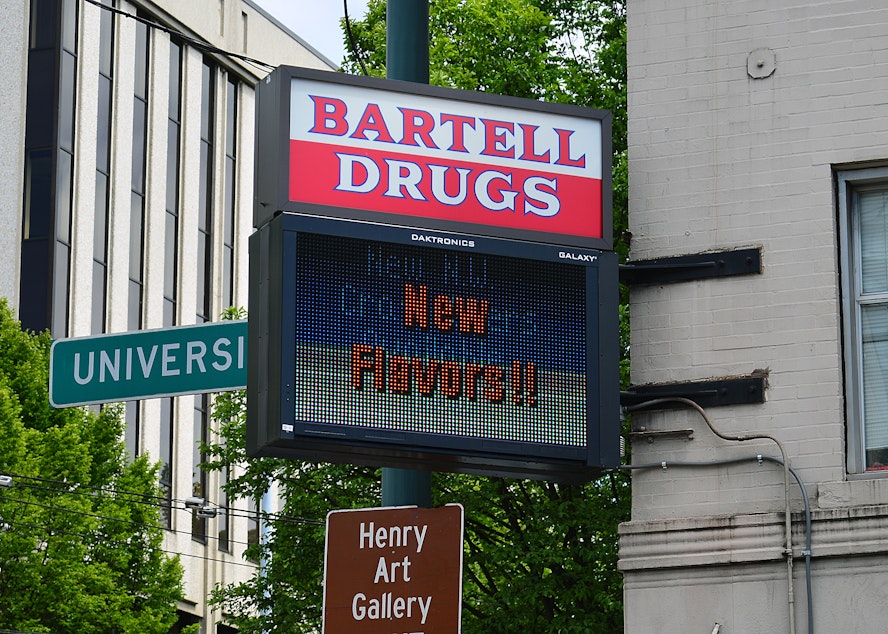 caption: Bartell Drugs is marketing a local label.