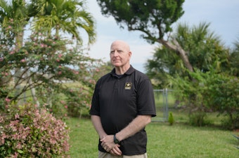 caption: Gregg Martin, author of 'Bipolar General,' at his home in Cocoa Beach, Fla.