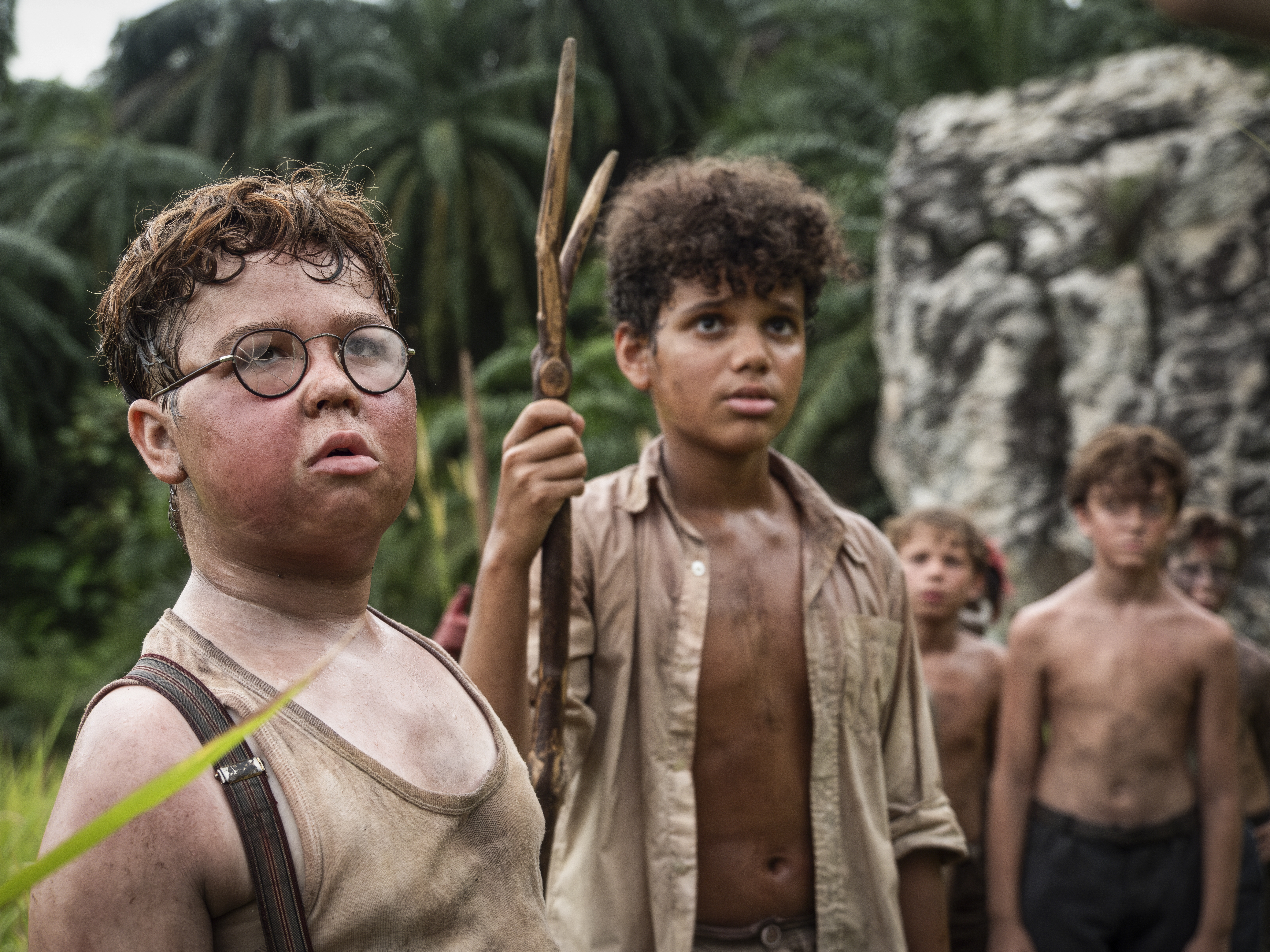 caption: David McKenna plays Piggy and Winston Sawyers is Ralph in this four-part adaptation of <em>Lord of the Flies.</em>