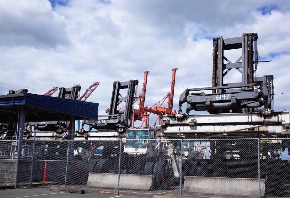 caption: Terminal 46 on the waterfront at the foot of King St. in downtown Seattle, on June 28, 2019.