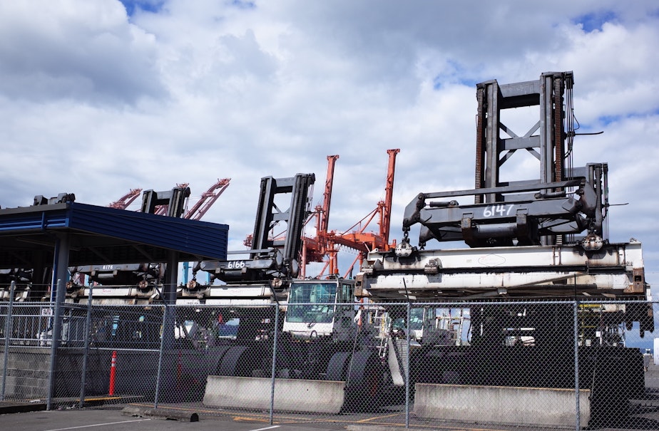 caption: Terminal 46 on the waterfront at the foot of King St. in downtown Seattle, on June 28, 2019.