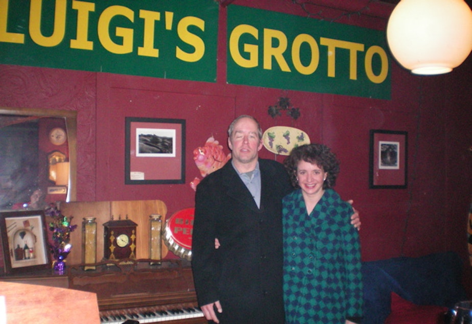 caption: TJ Langley and Litsa Dremousis at her birthday party in 2009.