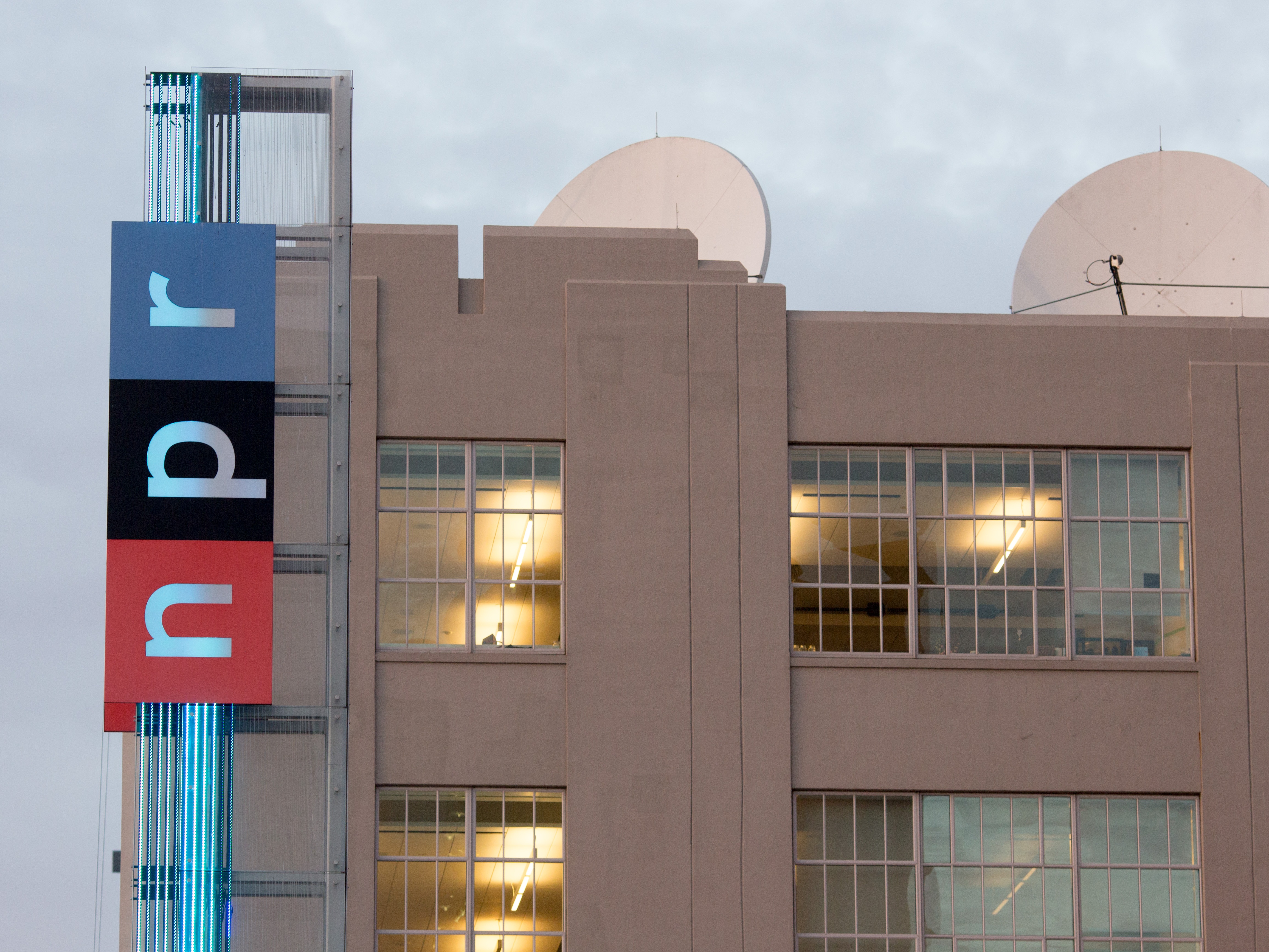 caption: NPR headquarters in Washington, D.C., on November 8, 2018.