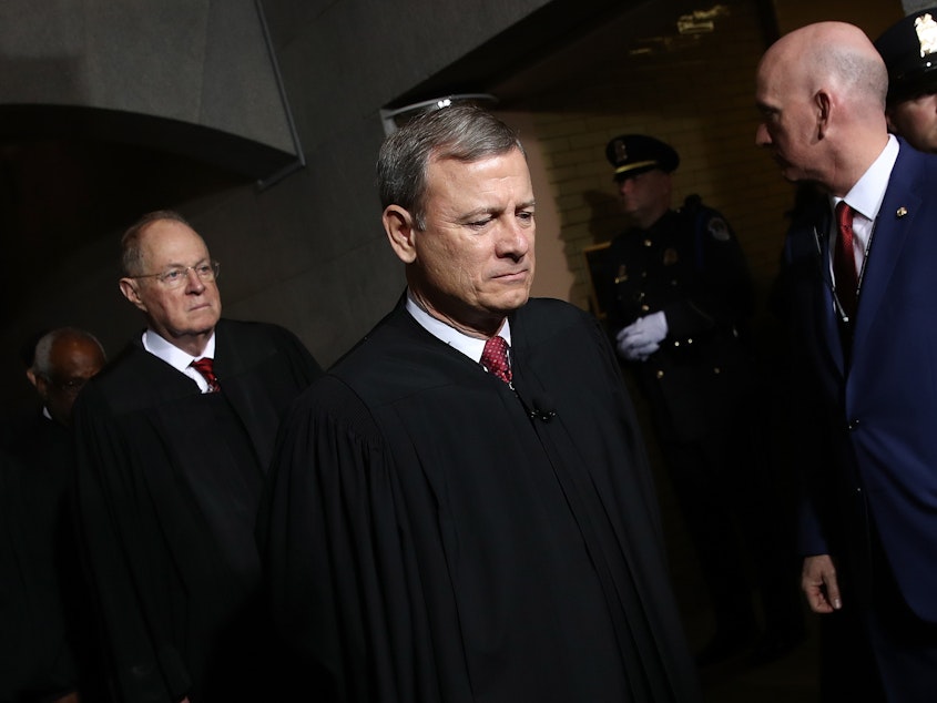 caption: Supreme Court Chief Justice John Roberts broke with his colleagues on the court, filing a solo dissent for the first time in his nearly 16 years on the bench.