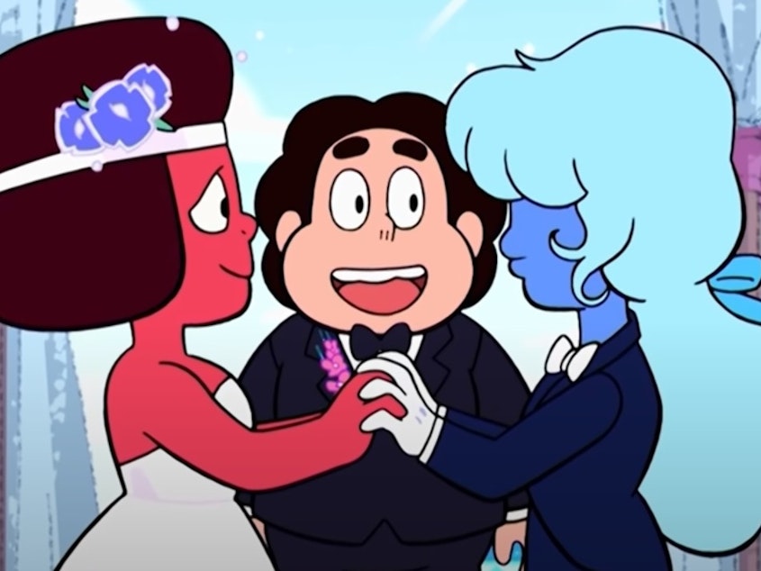 caption: <em></em>The wedding of Ruby and Sapphire, from <em>Steven Universe.</em>