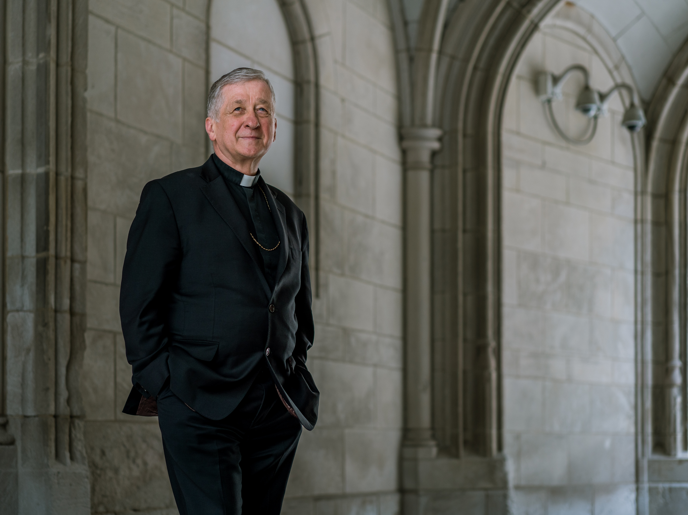 caption: Cardinal Blase Cupich stands outside of the Archdiocese of Chicago Pastoral Center on Wednesday. Cupich has served as the archbishop of the Archdiocese of Chicago since 2014.