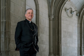 caption: Cardinal Blase Cupich stands outside of the Archdiocese of Chicago Pastoral Center on Wednesday. Cupich has served as the archbishop of the Archdiocese of Chicago since 2014.