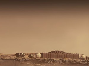 caption: A conceptual rendering of Mars Dune Alpha on Mars. NASA is seeking applicants for a "one-year analog mission in a habitat to simulate life on a distant world" to live in a 1,700-square-foot habitat with three other people on Earth.