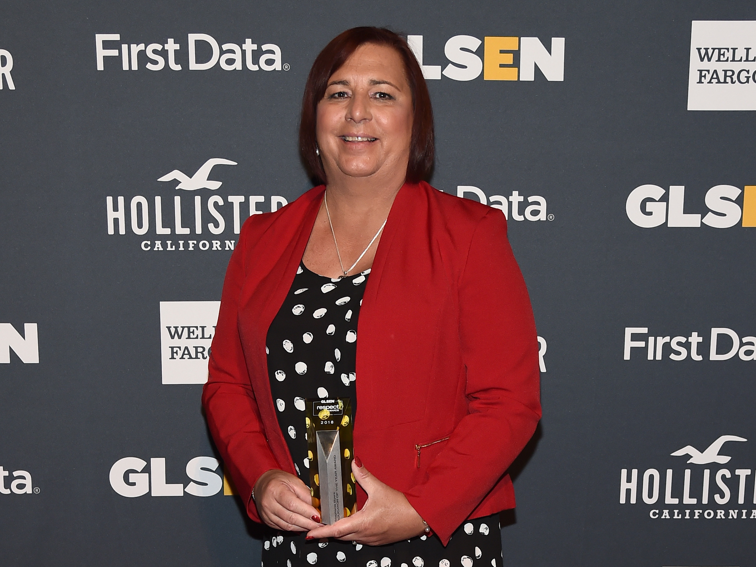 caption: Stephanie Byers, pictured here as a 2018 GLSEN Educator of the Year, won her 2020 race for the Kansas state House of Representatives.