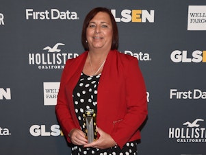 caption: Stephanie Byers, pictured here as a 2018 GLSEN Educator of the Year, won her 2020 race for the Kansas state House of Representatives.