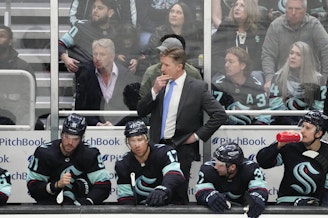 caption: Seattle Kraken head coach Dave Hakstol looks on from the bench against the Colorado Avalanche during the third period of Game 4 of an NHL hockey Stanley Cup first-round playoff series Monday, April 24, 2023, in Seattle. The Seattle Kraken fired coach Dave Hakstol on Monday, April 29, 2024, after the third-year franchise took a significant step back following a playoff appearance in their second season.