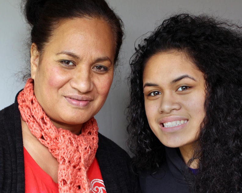 caption: Foster High School teacher Lynette Finau, left, told student Lika M.: "I'm a better teacher now, because I look at every student with the assumption what if they're like Lika?"