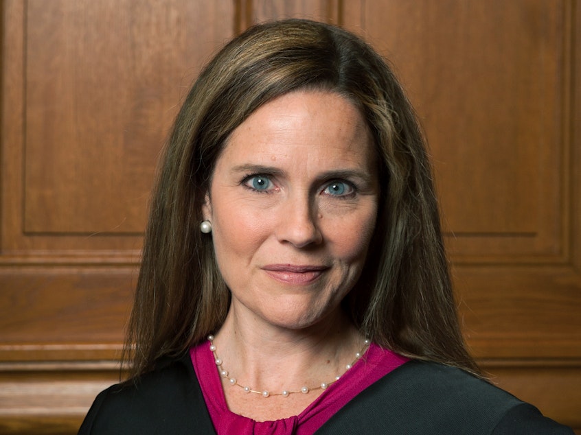 caption: Judge Amy Coney Barrett, who  is expected to be President Trump's nominee to the Supreme Court, pictured in 2018.