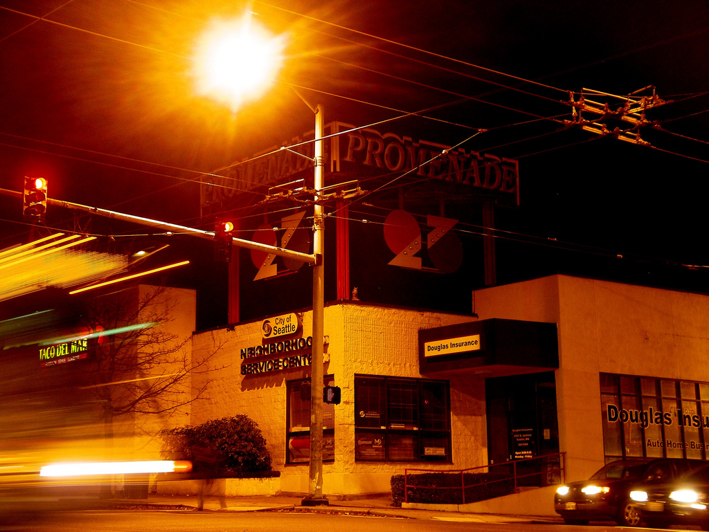 caption: Promenade 23, a shopping center in the Central District of Seattle.