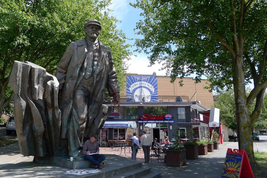 caption: The statue of Vladimir Lenin in Seattle's Fremont neighborhood.