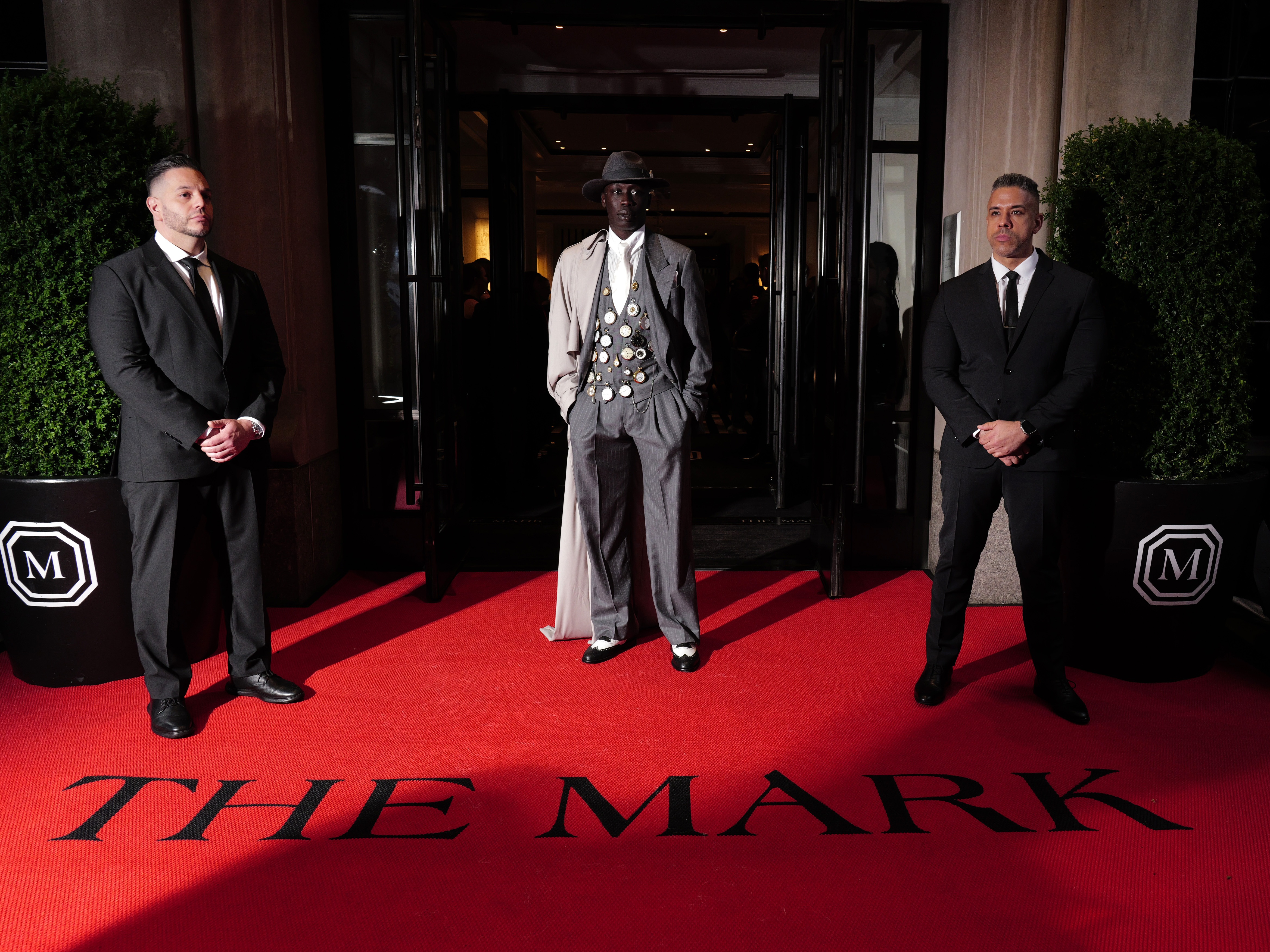 caption: Khabane Lame departs from The Mark Hotel en route to the Met Gala on May 5 in New York City.