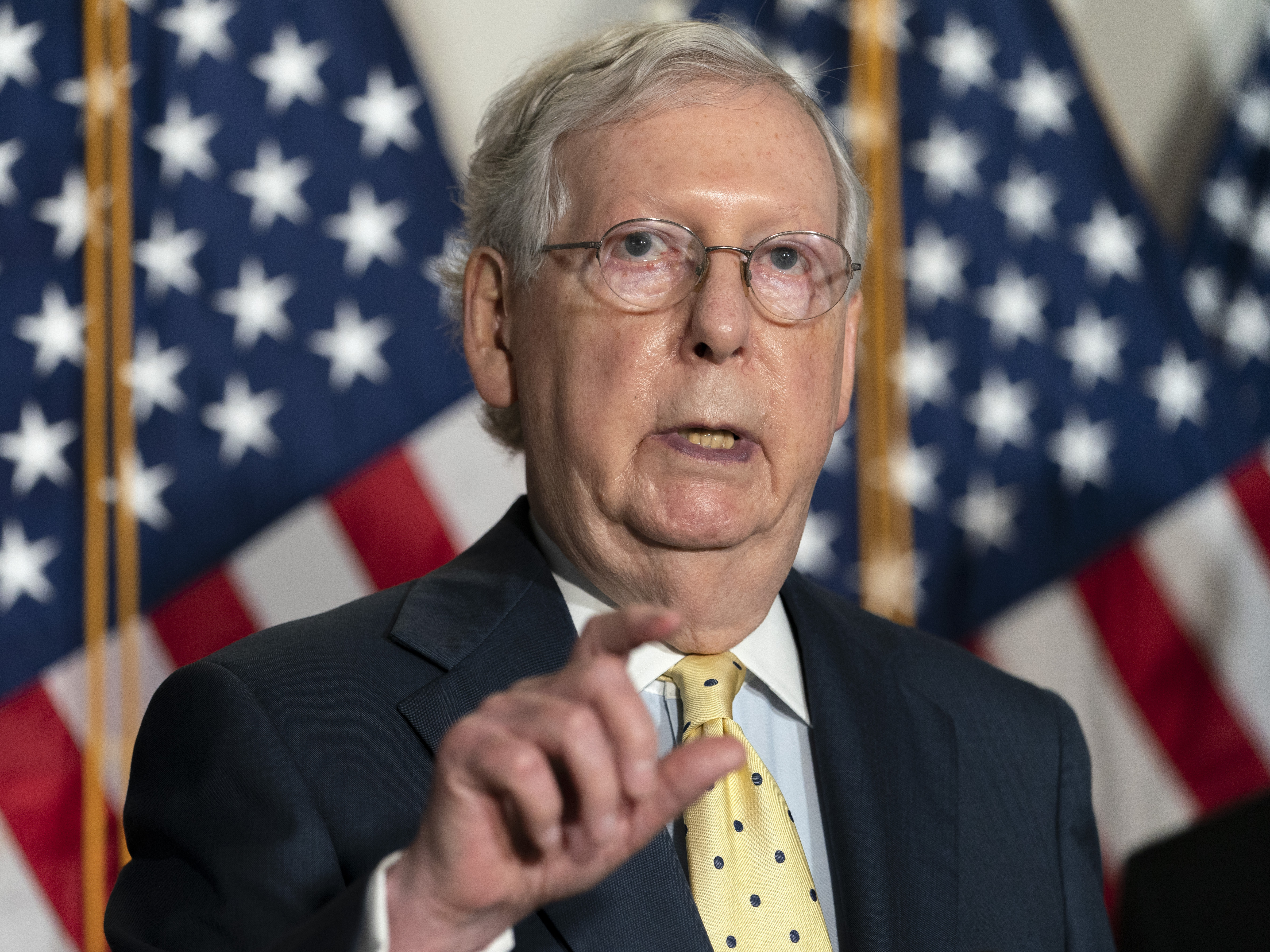 caption: Senate Majority Leader Mitch McConnell speaks after meeting with Senate Republicans on Sept. 9, 2020, on Capitol Hill.