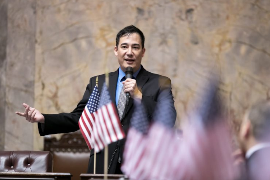 caption: Washington State Senator Steve Hobbs was appointed to replace Kim Wyman as secretary of State in 2021. 