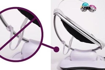 caption: 4moms is recalling more than 2 million MamaRoo and RockaRoo swings and rockers over entanglement and strangulation hazards posed by the straps that hang down.