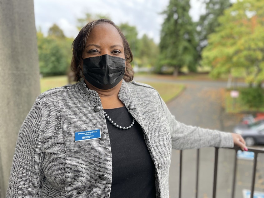 caption: Dr. Chemene Crawford is president of North Seattle College.