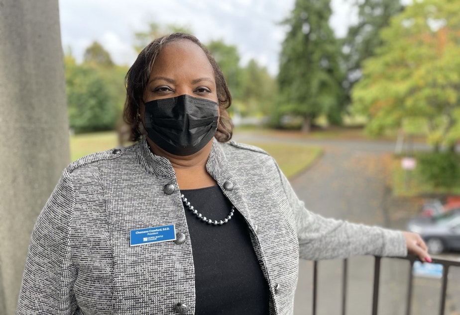 caption: Dr. Chemene Crawford is president of North Seattle College.