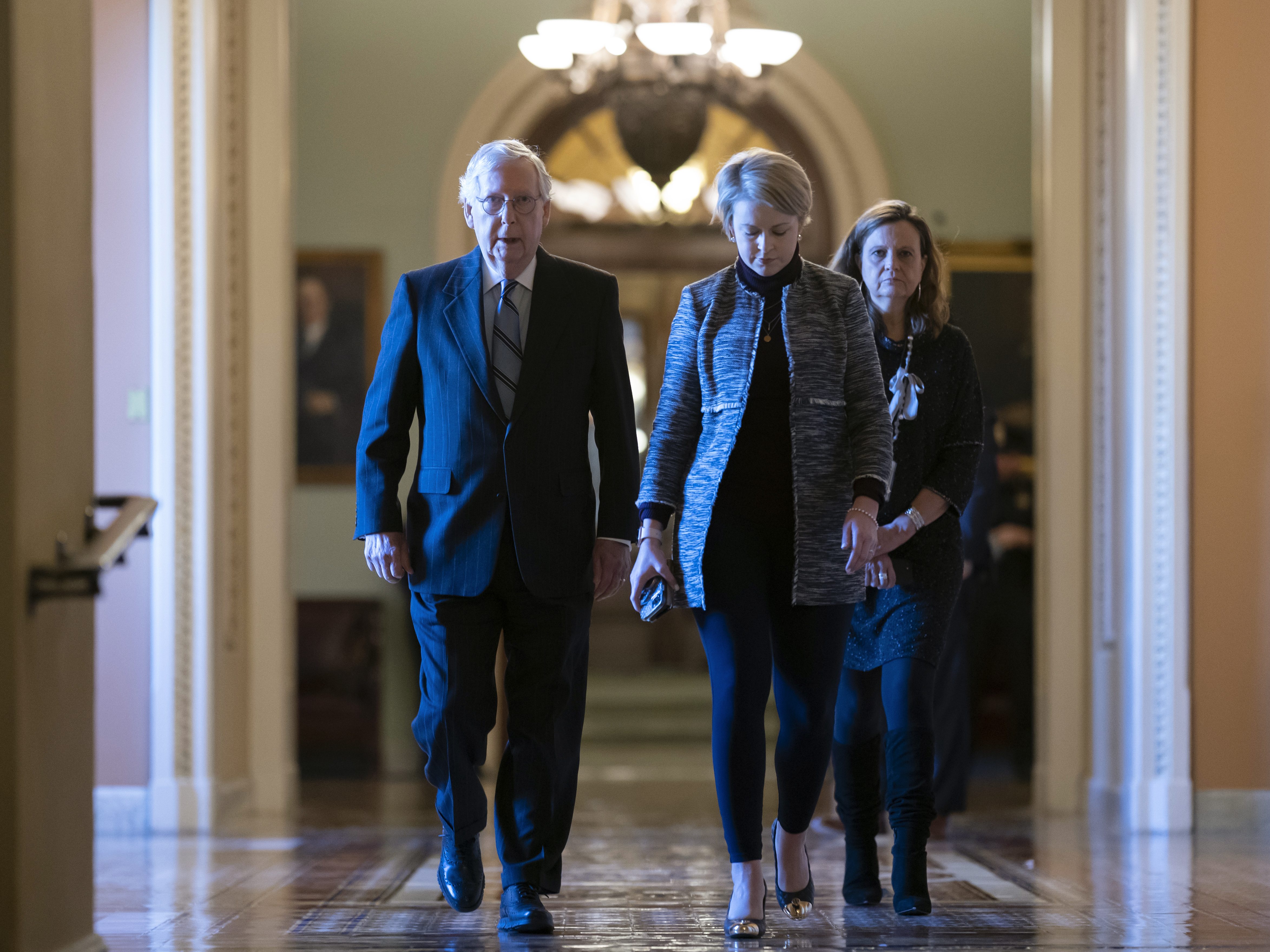 caption: Senate Minority Leader Mitch McConnell and other Republicans are attempting to reframe the big lie as an attack on voting rights legislation pushed by Democrats.