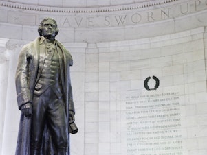 caption: Thomas Jefferson owned hundreds of slaves, yet he also wrote that "all men are created equal." How did he square the contradictions between his values and his everyday life?