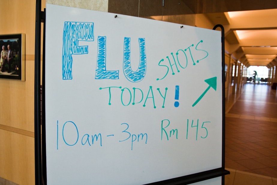 caption: A 2010 photo for a flu shot drive.