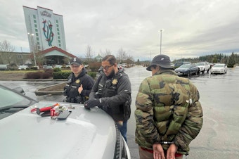 caption: Tulalip Tribes Police arrest a suspect from another tribe on drug charges. One charge — possession of drug paraphernalia — wouldn't apply to non-Native suspects in Washington state