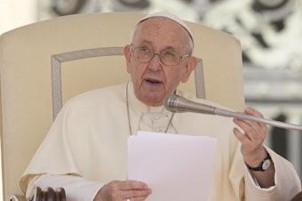 caption: "I am praying for the children and adults who were killed, and for their families," Pope Francis said in his weekly general audience in St. Peter's Square. The pope said it's time for new limits on the sale of guns.
