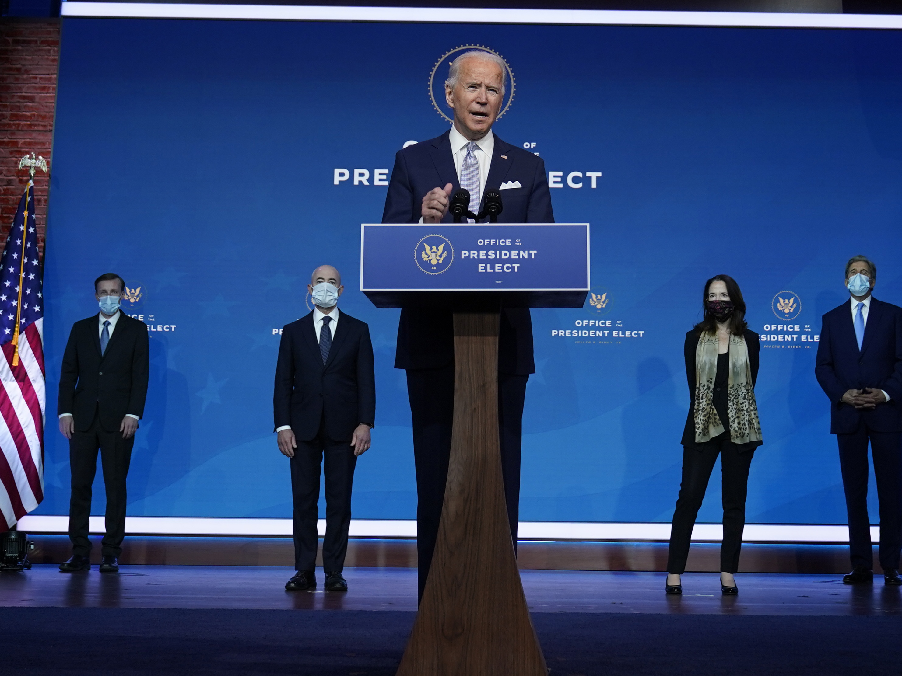 caption: President-elect Joe Biden on Tuesday introduced his nominees and appointees to key national security and foreign policy posts. In an exclusive interview with NBC News' Lester Holt he said key agencies from the Trump administration are reaching out to facilitate the transition of power.