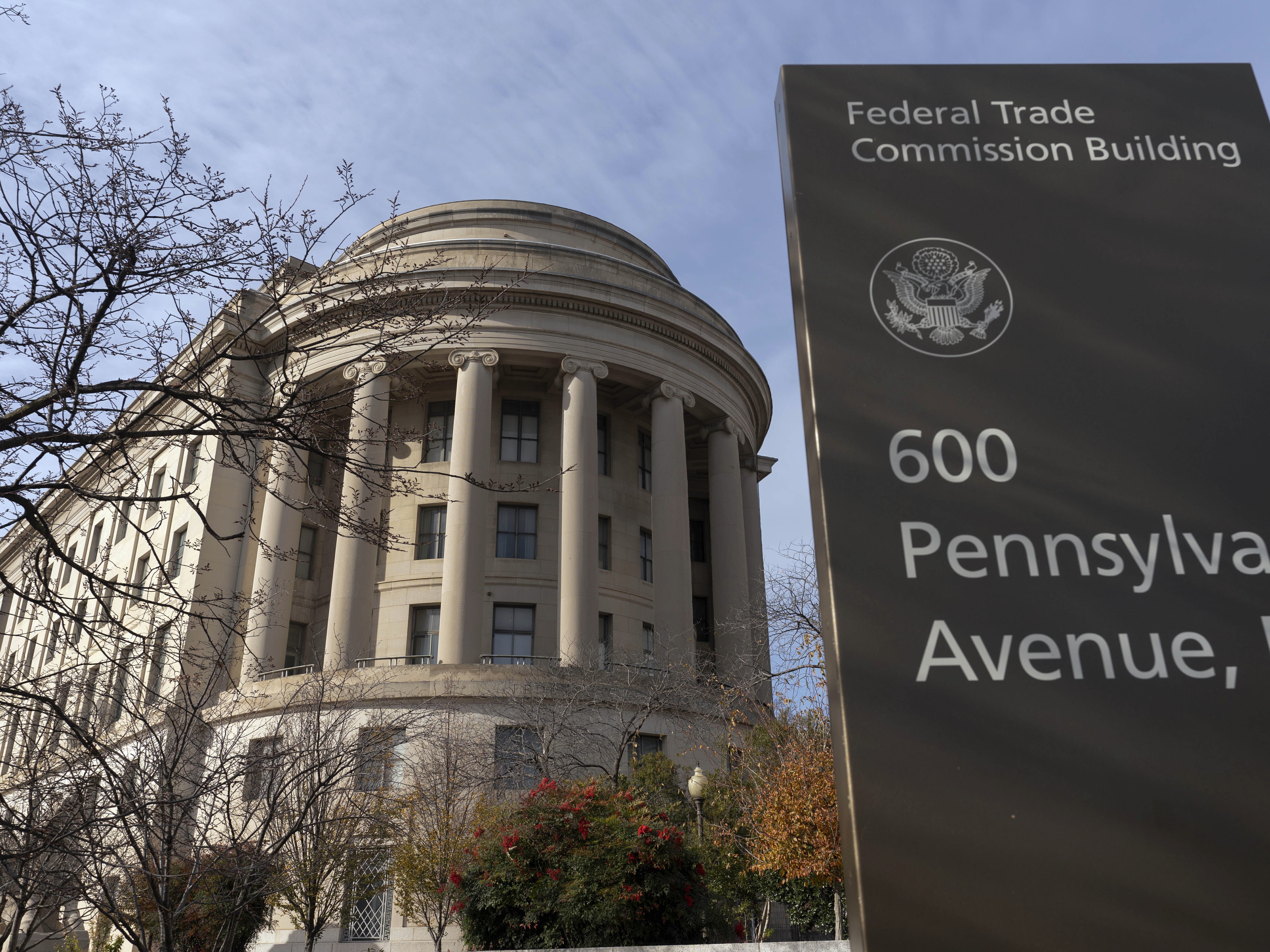 caption: The Federal Trade Commission building is seen in Washington, D.C.
