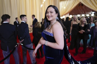 caption: Lily Gladstone arrives at the Oscars on Sunday, March 10, 2024, at the Dolby Theatre in Los Angeles. 