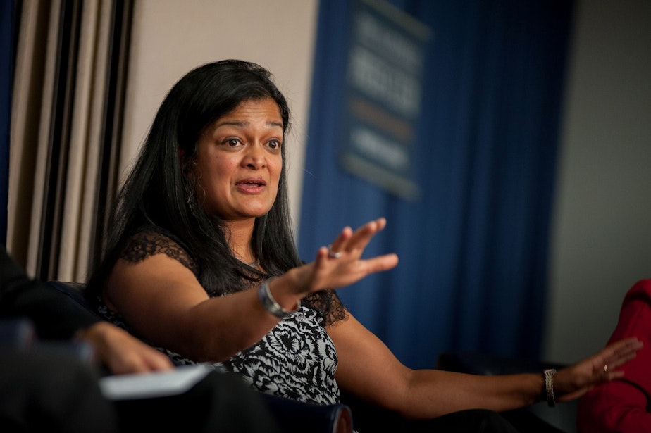 caption: Pramila Jayapal is an advocate for immigrant, civil and human rights.