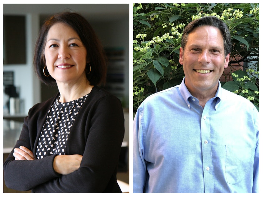 caption: Leesa Manion, left, is chief of staff at the King County Prosecutor's Office. Jim Ferrell, right, is mayor of the city of Federal Way.