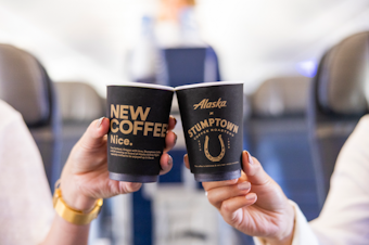 caption: Portland-based Stumptown Coffee designed and tested a special blend intended to be consumed on airplane flights, thousands of feet in the air. 