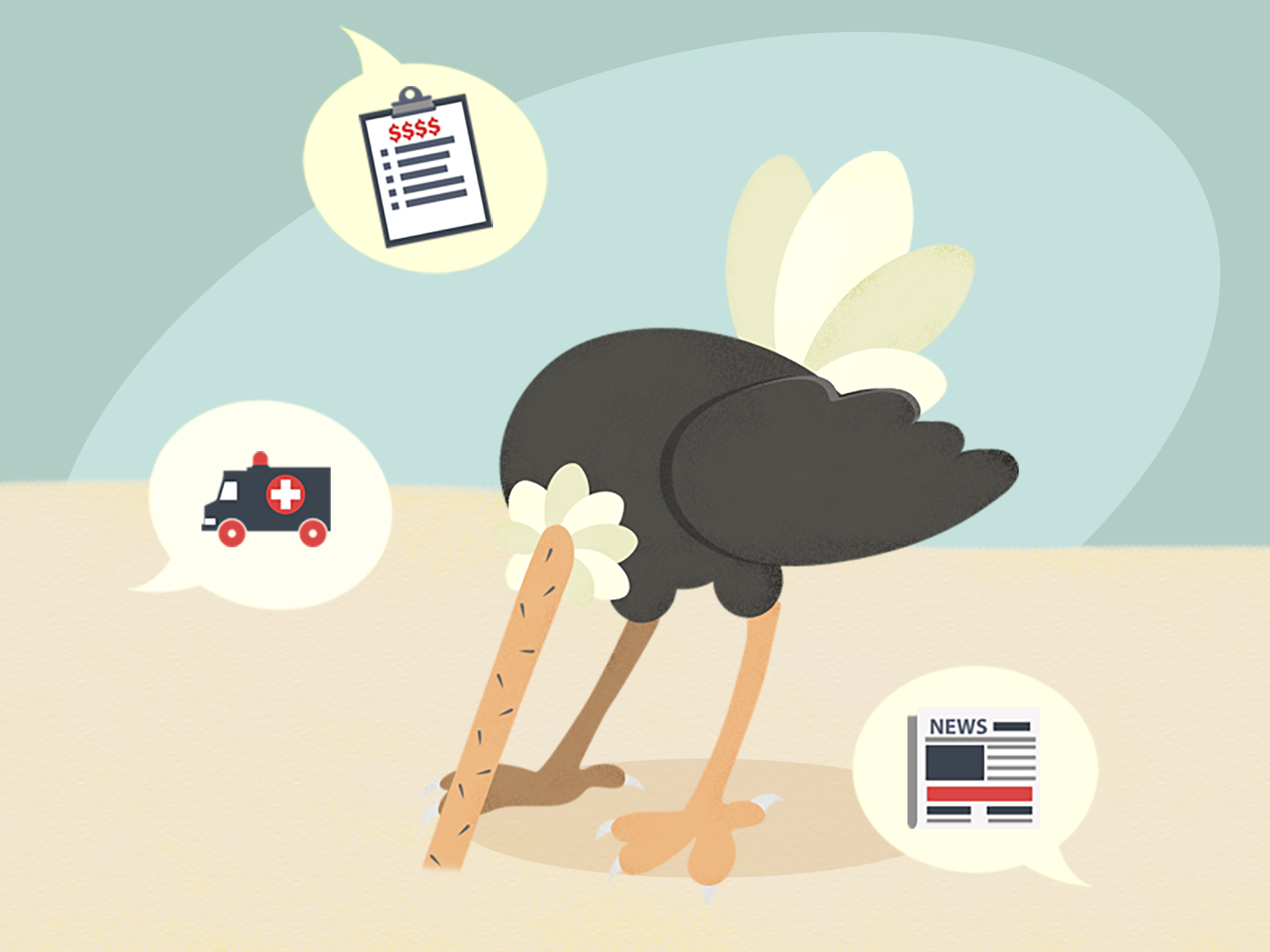 Ostrich sticking its head in the sand.