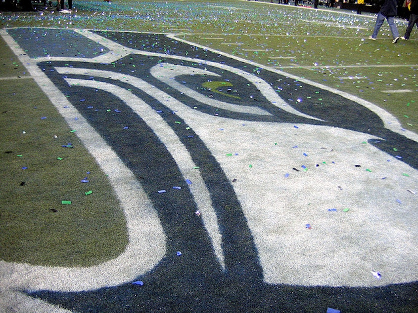 caption: The Seahawks' field logo, in happier times.