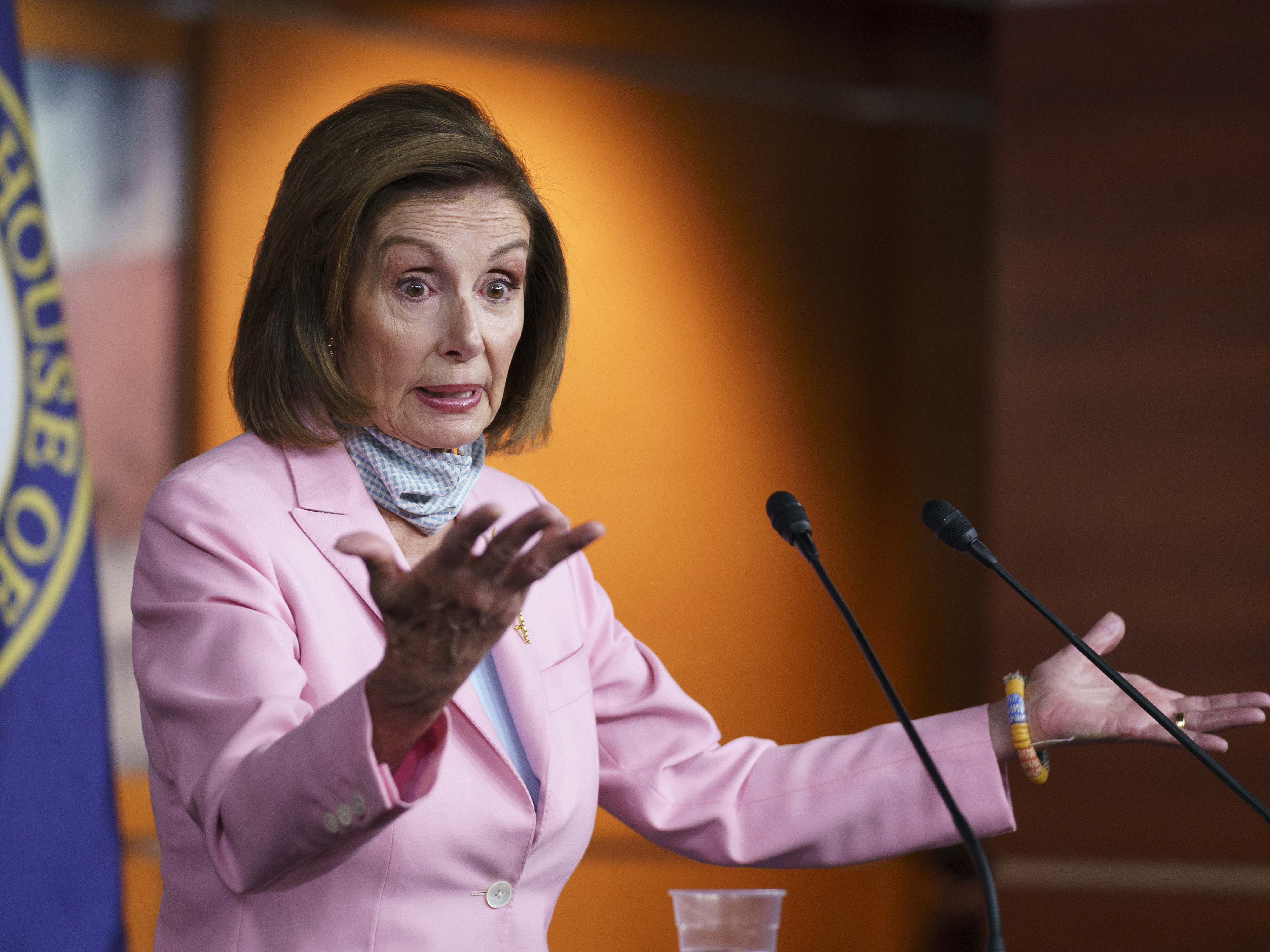caption: House Speaker Nancy Pelosi speaks at a Wednesday press conference at the U.S. Capitol. Pelosi said lawmakers divert resources from evacuations in Afghanistan by traveling to the region.