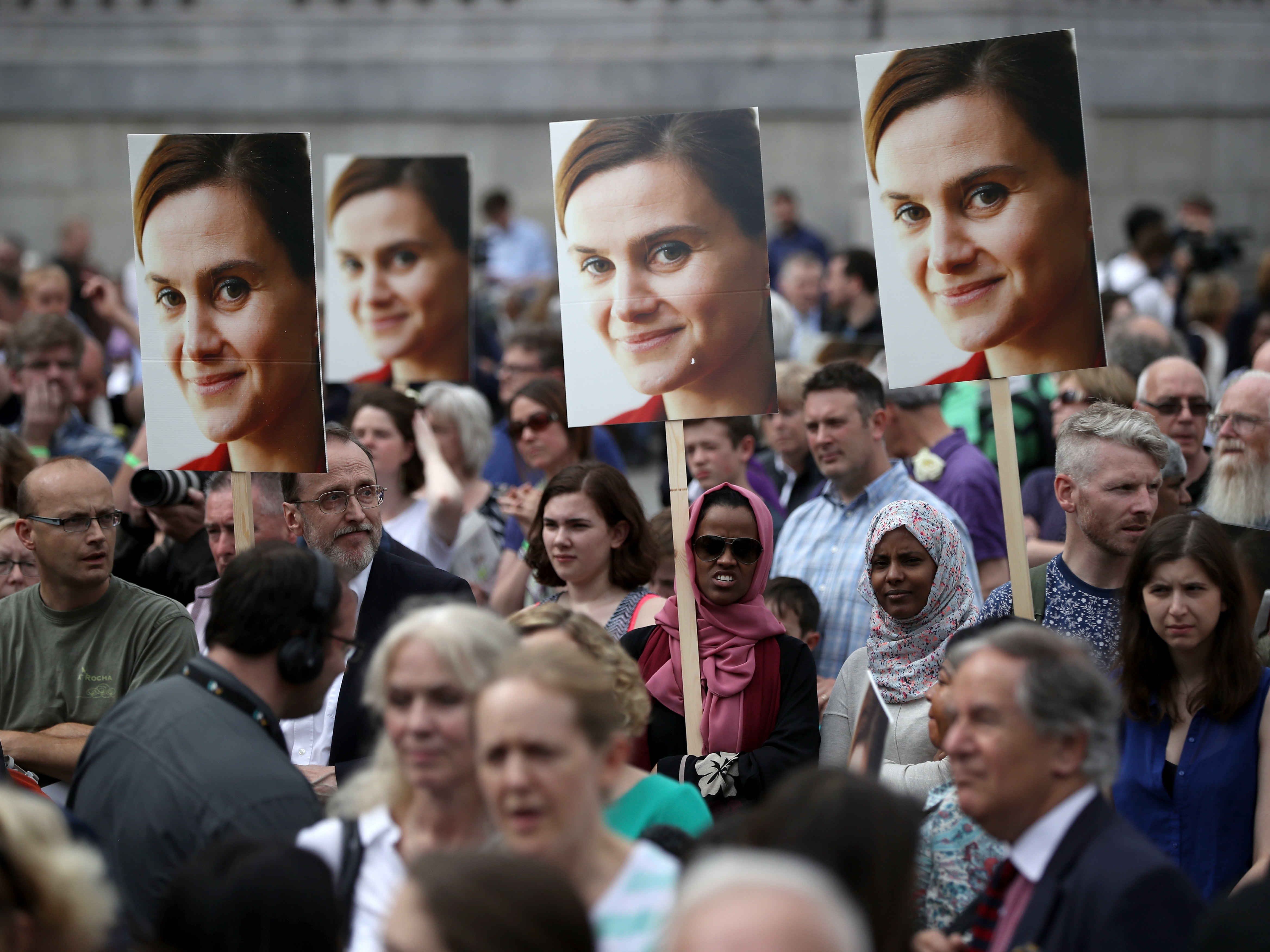 caption: Memorial event for Member of Parliament Jo Cox, of the Labour Party. Her murder by a man radicalized on the Internet prompted Parliament to examine digital threats to lawmakers, especially women in the United Kingdom.