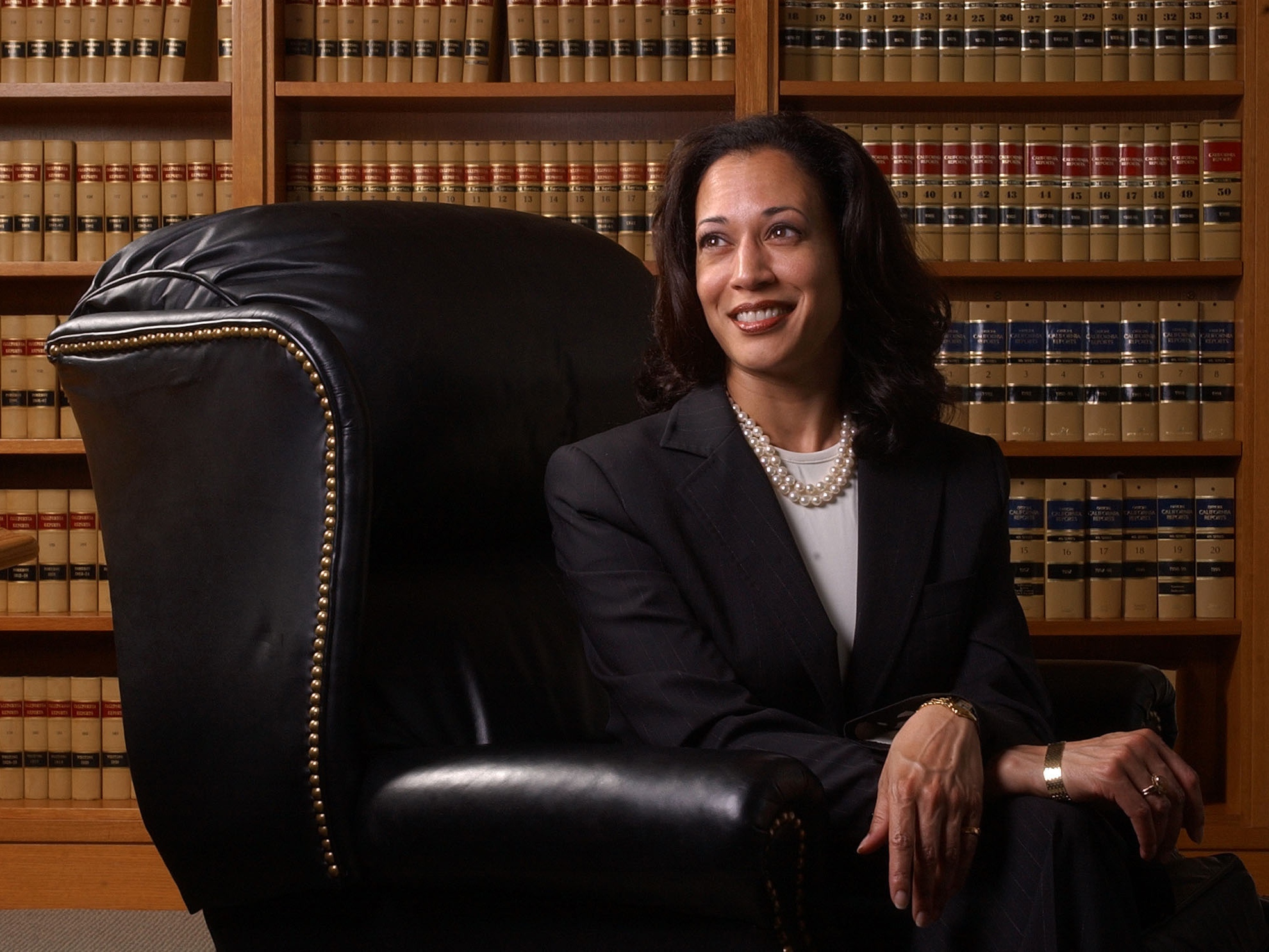 caption: Kamala Harris, then the San Francisco District Attorney, poses for a portrait on June 18, 2004.