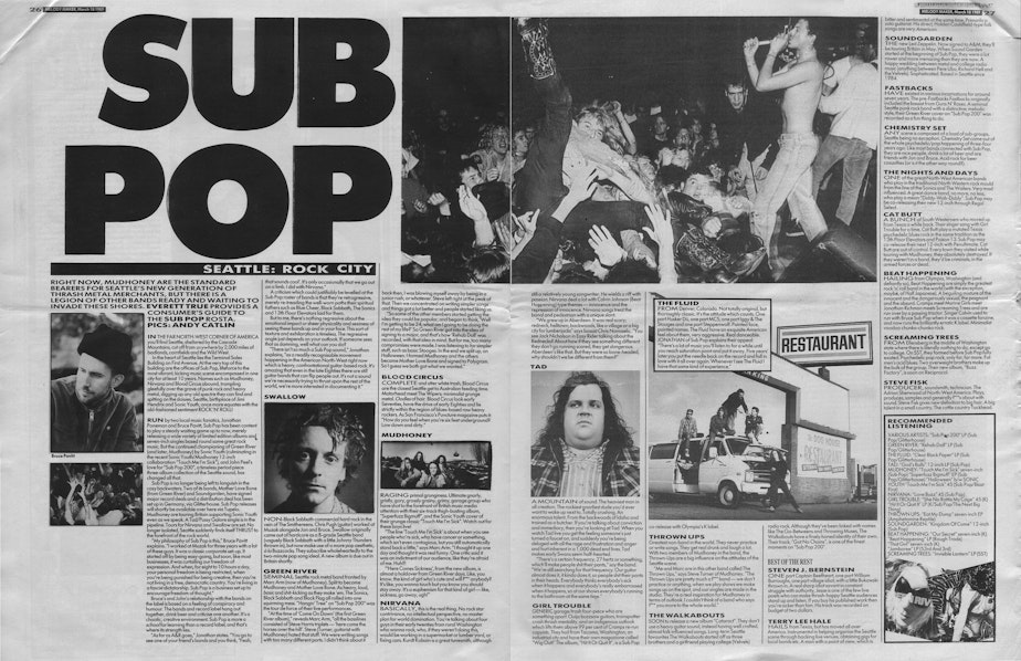 caption: We found this on Archived Music Press, an online hub of music journalism. The site is full of scanned articles published 1987-1996 of the British weekly music magazine Melody Maker. This is what journalist Everett True had to say about visiting Seattle and seeing Sub Pop signed bands like Nirvana back in 1989.
