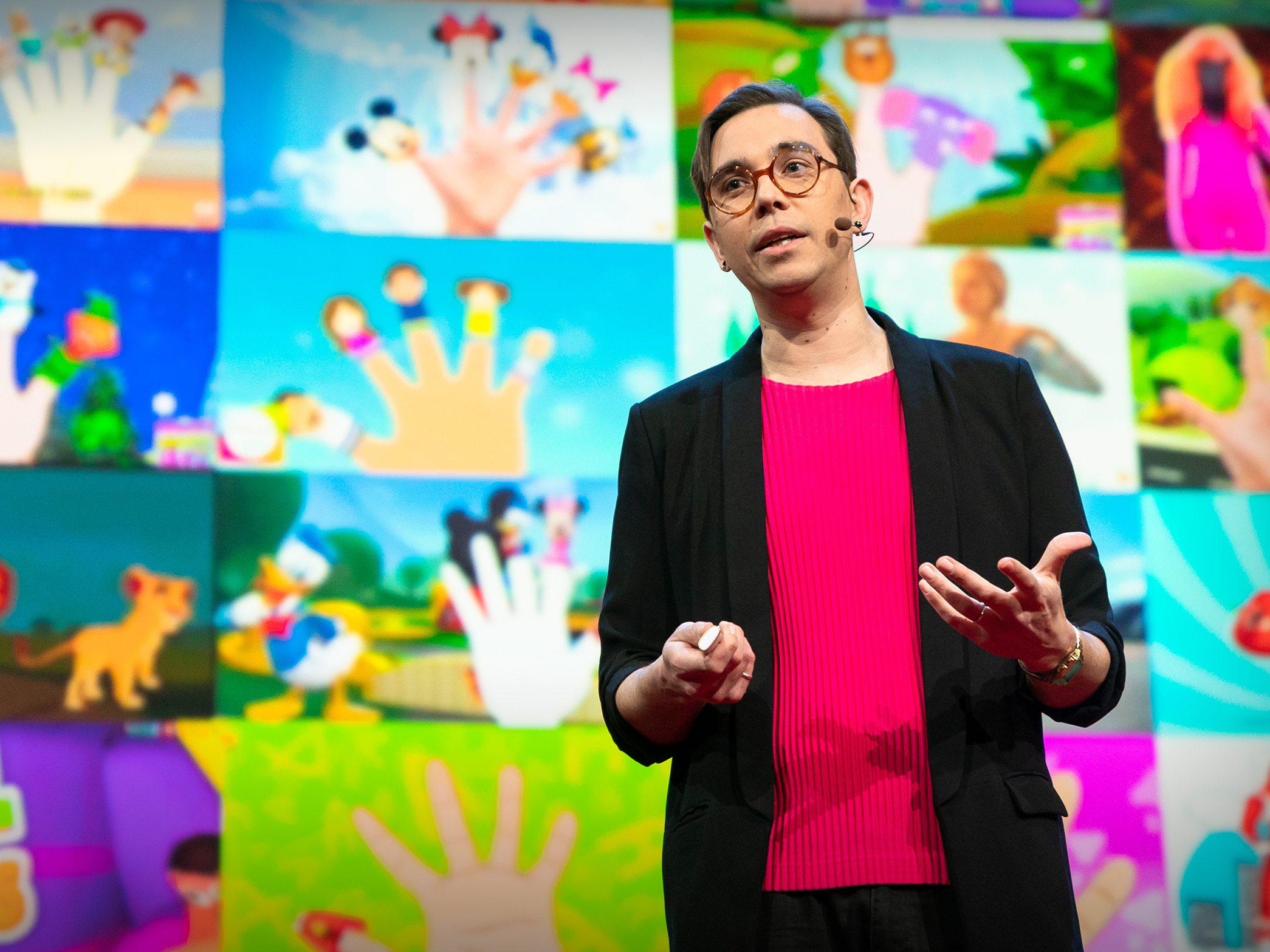 caption: James Bridle on the TED stage.