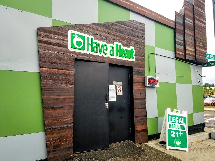 caption: Have a Heart marijuana store in Greenwood was robbed on Sunday evening. Marijuana stores must carry cash because most banks refuse to work with pot stores because they are still illegal under federal law. 
