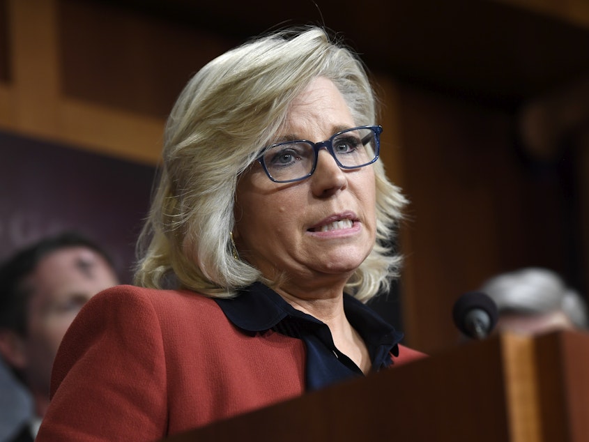 caption: The Wyoming Republican Party voted overwhelmingly to censure Rep. Liz Cheney for voting last month to impeach then-President Trump for his role in the Jan. 6 riot at the Capitol.