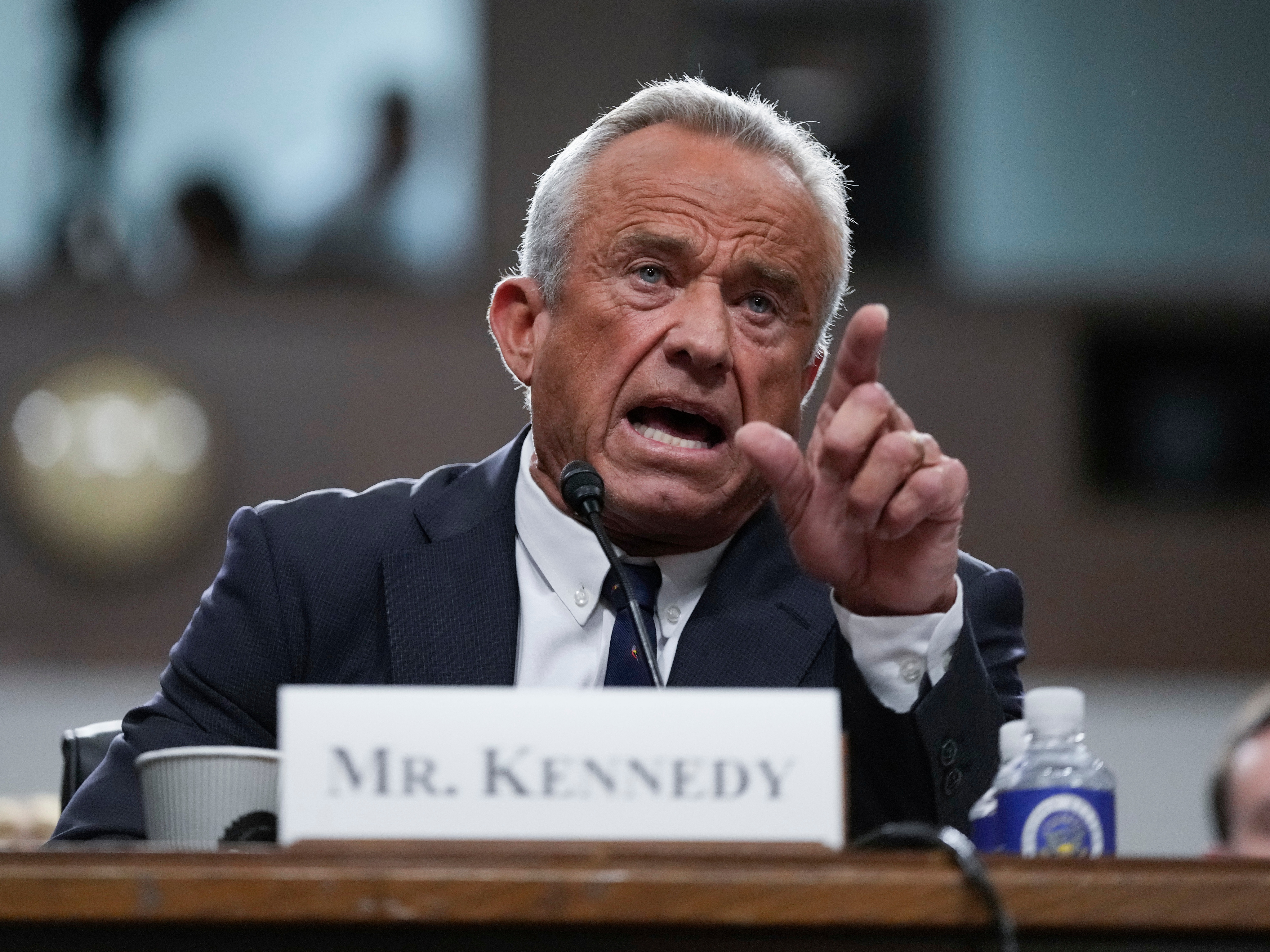 caption: FILE - Robert F. Kennedy Jr., President Donald Trump's choice to be Secretary of Health and Human Services, appears before the Senate Finance Committee for his confirmation hearing, at the Capitol in Washington, Jan. 29, 2025