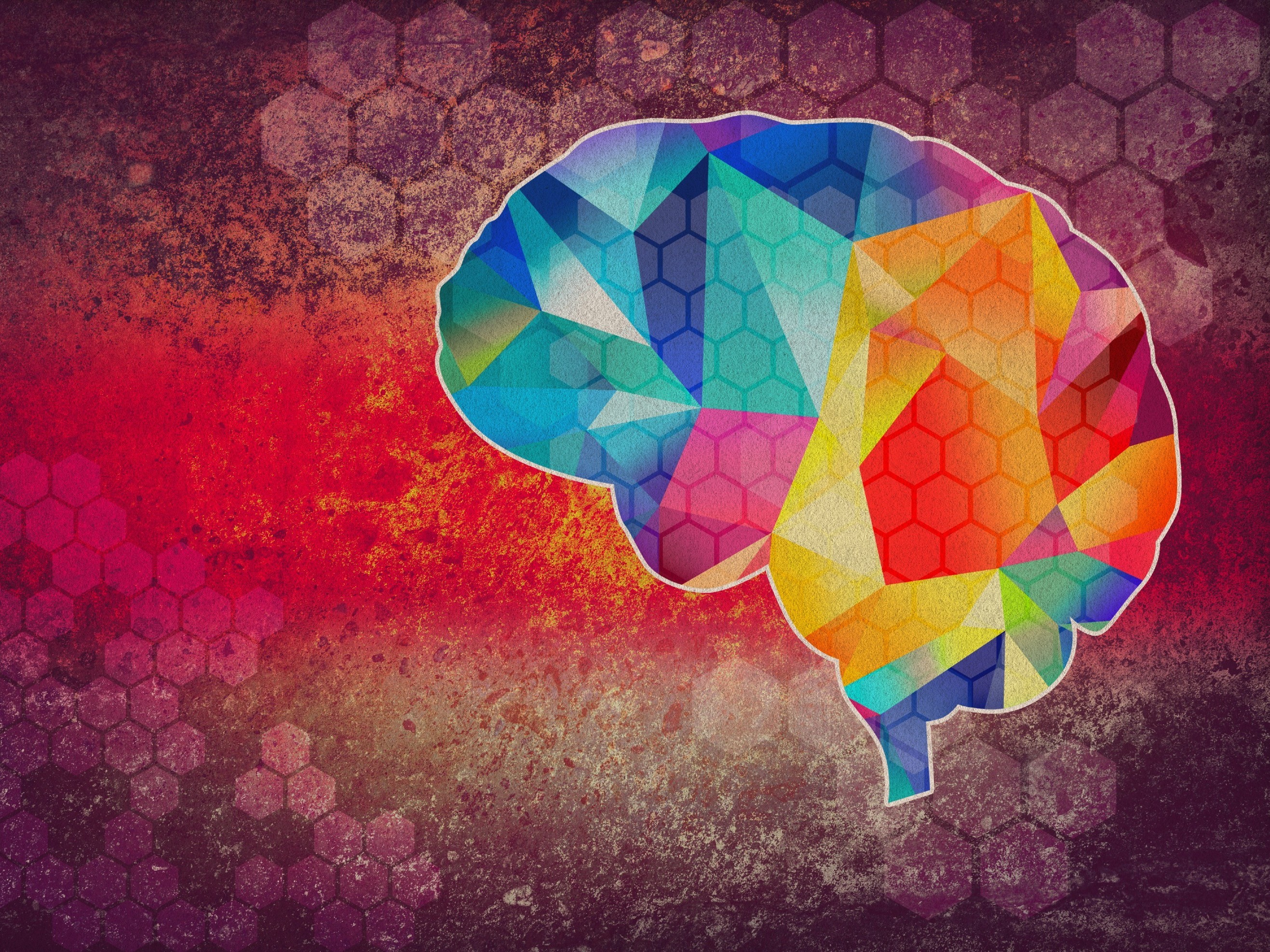 Colourful abstract graphic illustration of brain